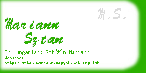 mariann sztan business card